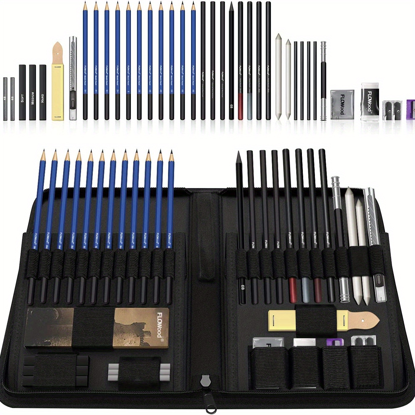 Graphite Drawing Pencils and Sketch Set (40-Piece Kit), Complete