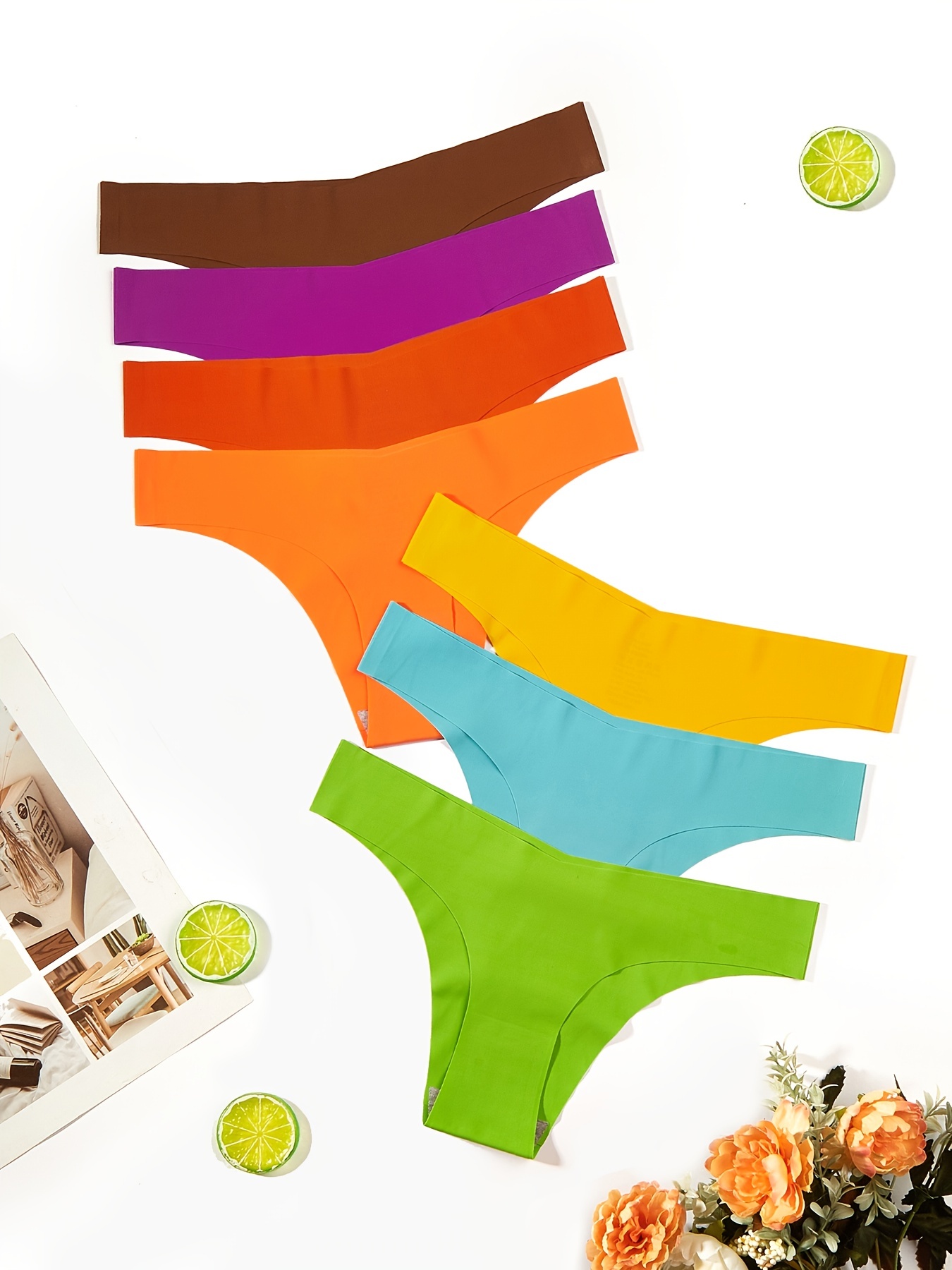 7pcs Multi Color Thong Panties, Breathable & Seamless Light Elastic Low  Waist Intimates Panties, Women's Lingerie & Underwear