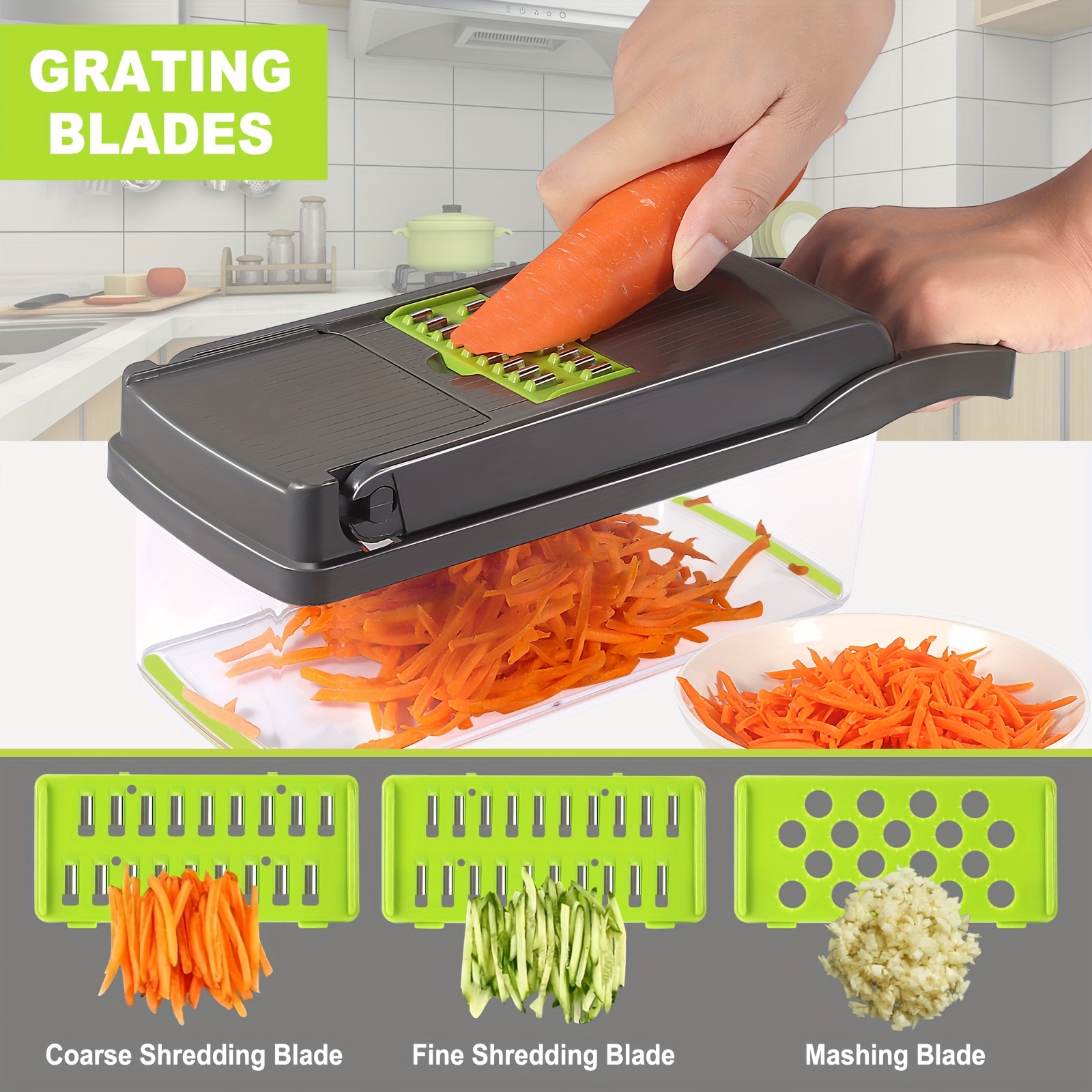 Vegetable chopper 15 in 1 Multifunctional food chopper, pro onion chopper,  vegetable dicer with 8 blades and fruit slicer, potato peeler, carrot and