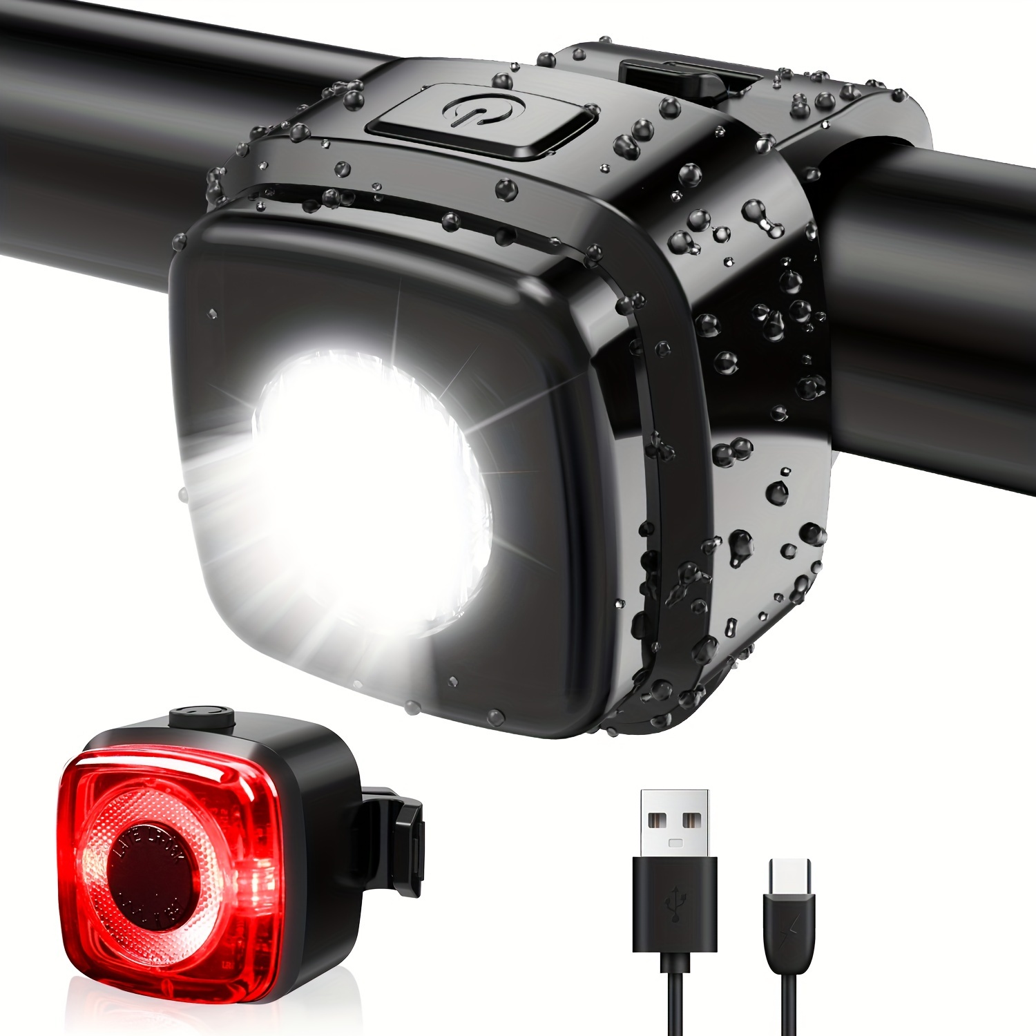 StVZO Zugelassen Fahrradlicht Set USB Akku, LED Fahrradbeleuchtung