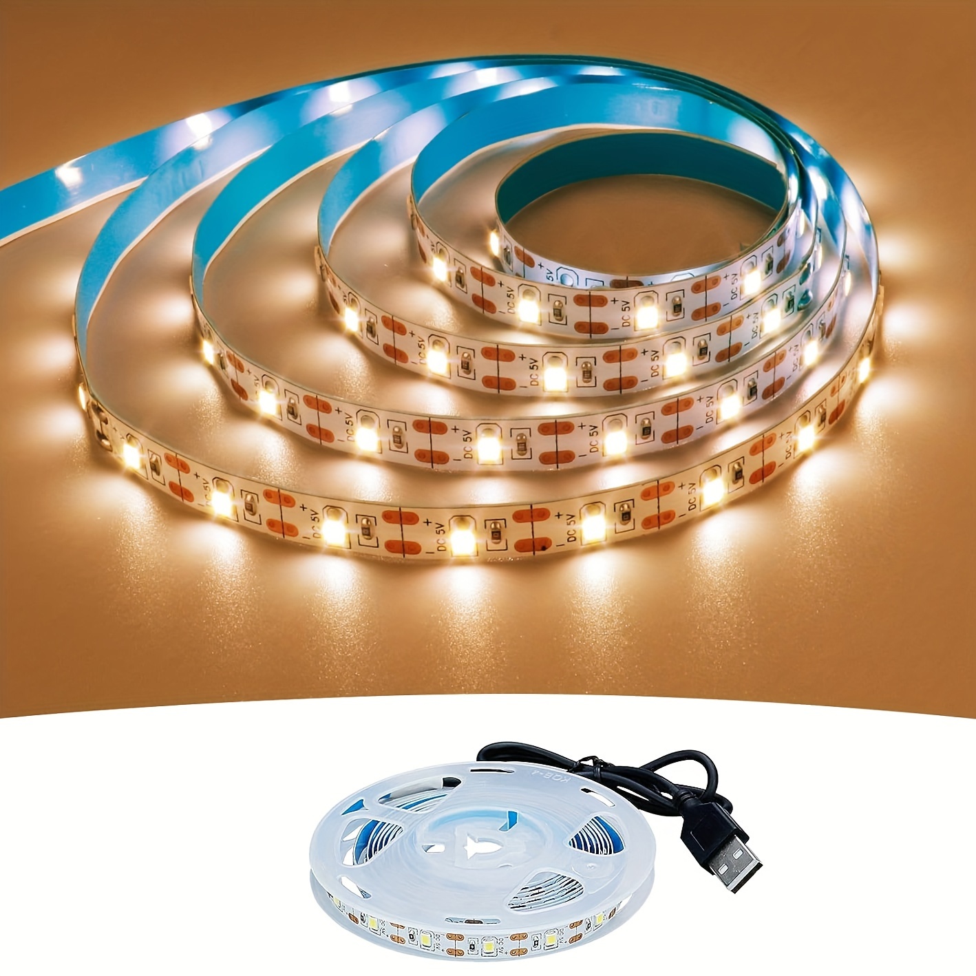 6FT - USB Powered - 5V LED COB Strip Light Kit - Cuttable - Dimmer Switch  Included