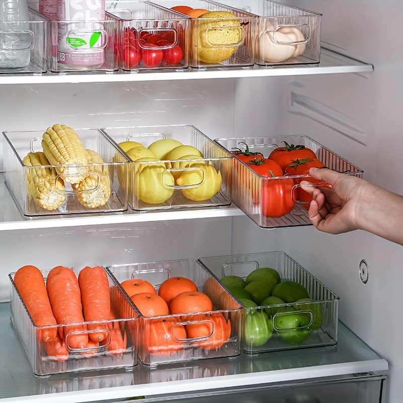 Food Storage Containers Fridge Produce Saver- Stackable Refrigerator  Organizer Keeper Drawers Bins Baskets with Lids and Removable Drain Tray  for Veggie, Berry, Fruits and Vegetables 