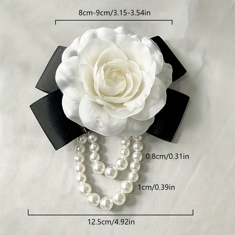 White Camellia Flower Brooch Pin Elegant Jewelry For Women Wedding