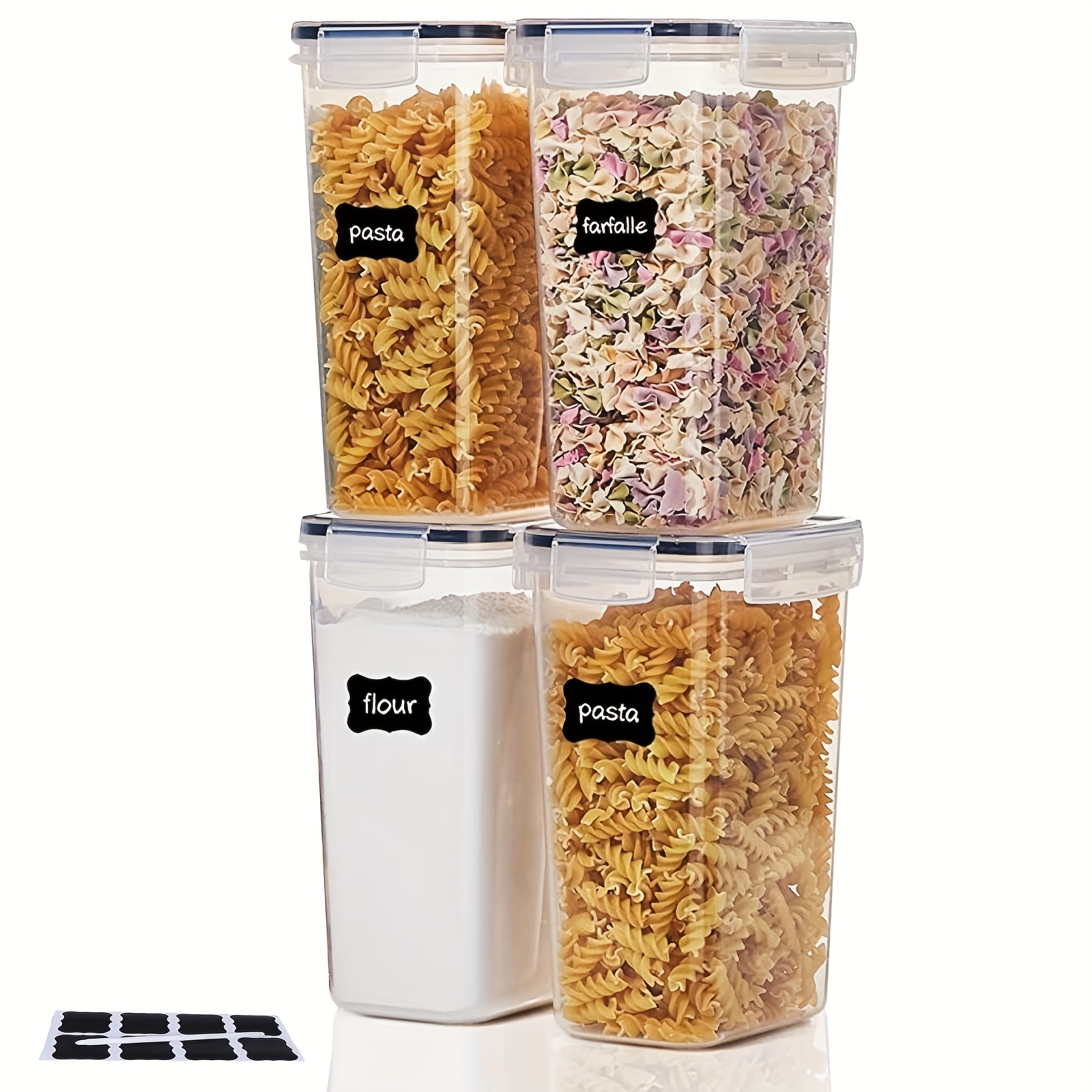 PRAKI Airtight Food Storage Container Set 16 Pcs BPA Free Plastic Dry Food Canisters for Kitchen Pantry Organization and Storage Ideal for Cereal Flou