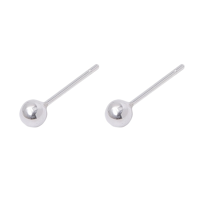 Silver Small Round Bead Stud Earrings for Men