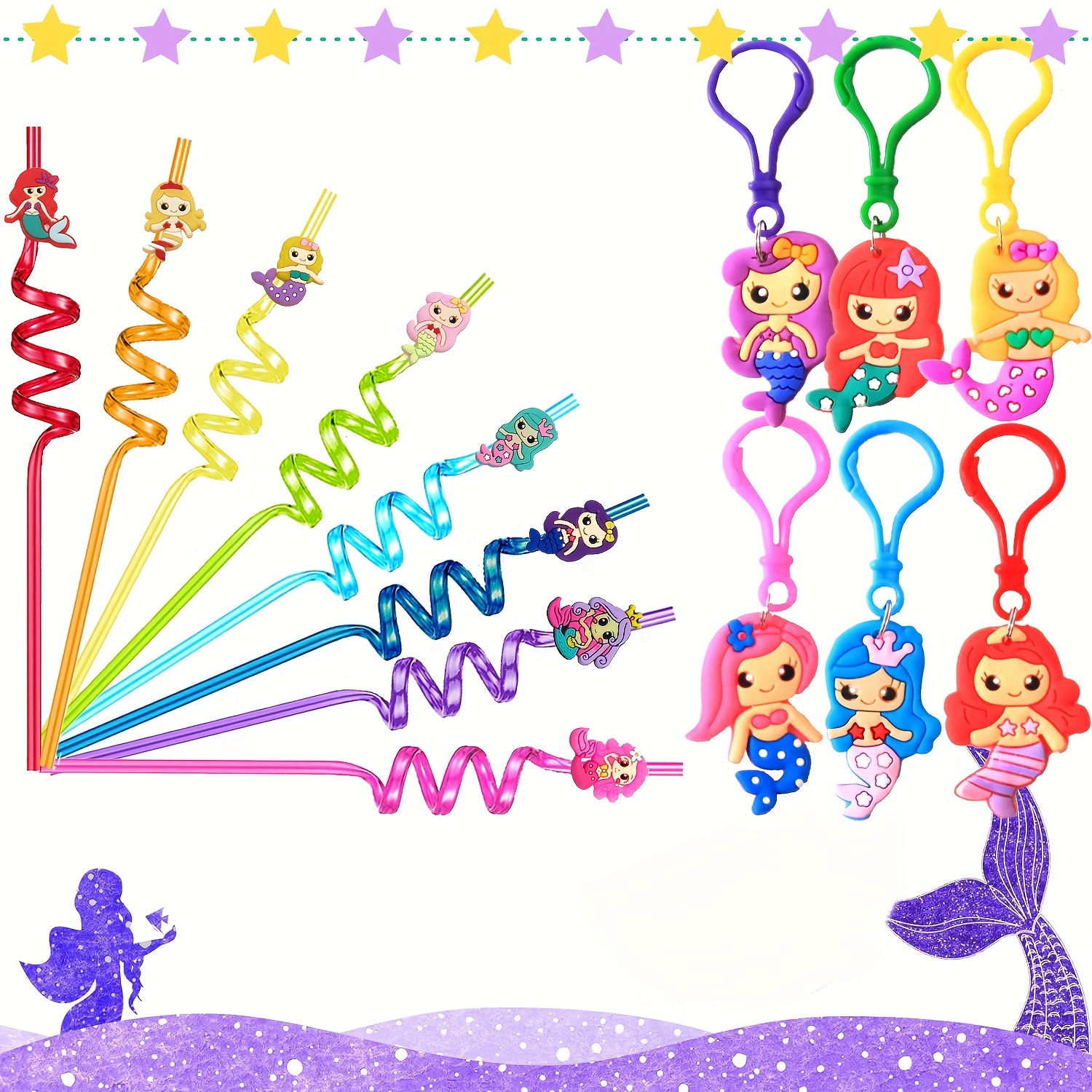  Reusable Glitter Stars Mermaid Straws for Mermaid Birthday  Party Favors 24pcs Sparkly Mermaid Straws 2 Clean Brush for Girls Birthday  Party Supplies Gift Bags (Mermaid) : Home & Kitchen