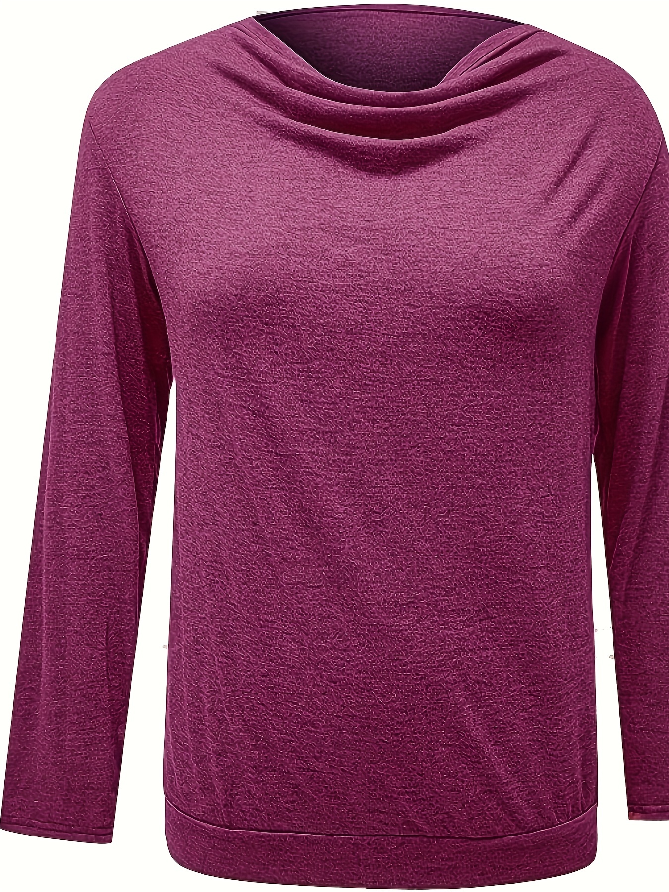 Solid Cowl Neck * Button T-shirt, Elegant Long Sleeve T-shirt For Spring &  Fall, Women's Clothing