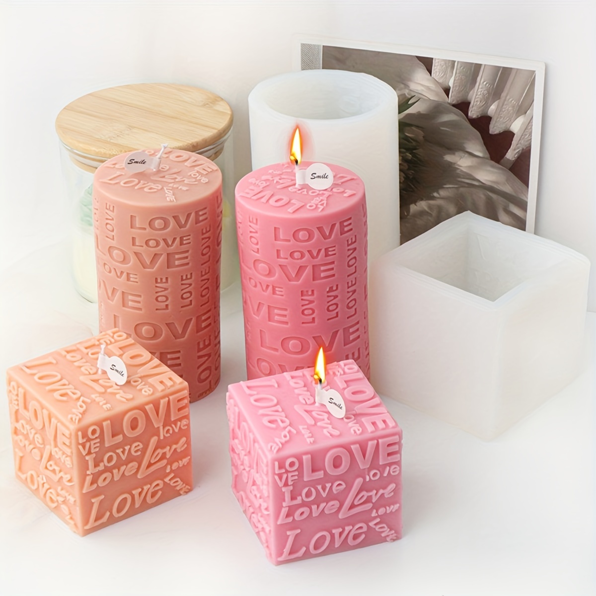 Column Wedding Theme Candle Silicone Mold Groom Bride Love Couple Soap DIY  Mould