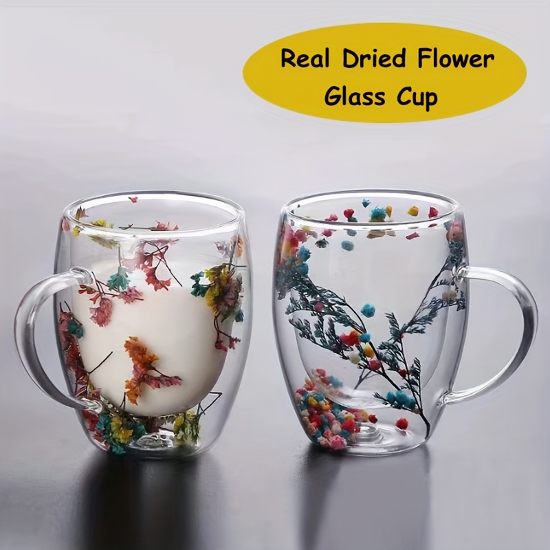 Heat Insulated Conch Flower Glass Coffee Mug Double Walled - Temu