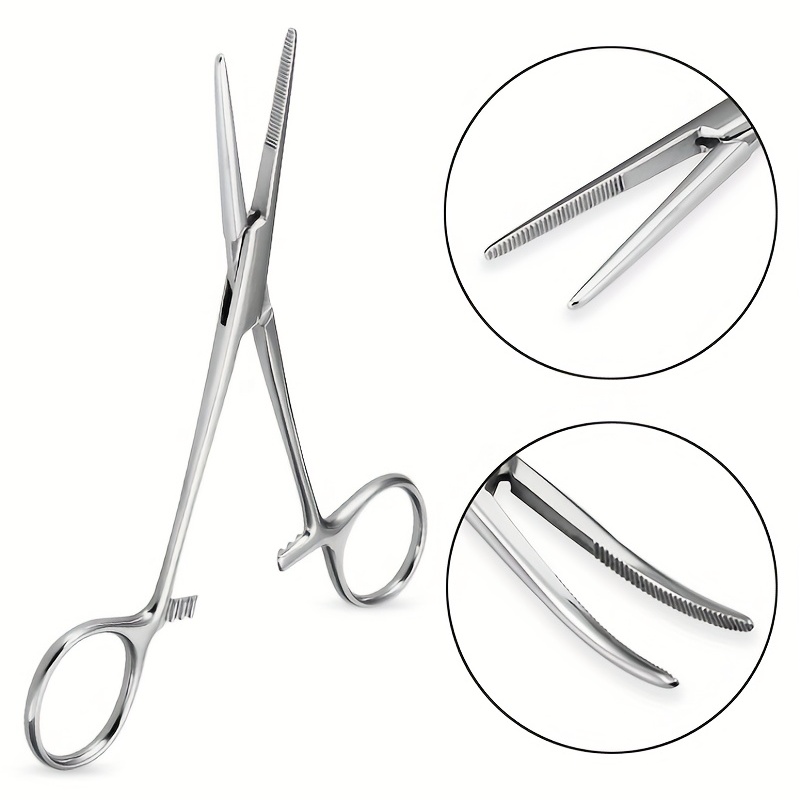 1pc Curved Straight Piercing Pliers Stainless Steel Locking Tweezer Clamps  For Fishing Forceps Tattoo Body Piercing