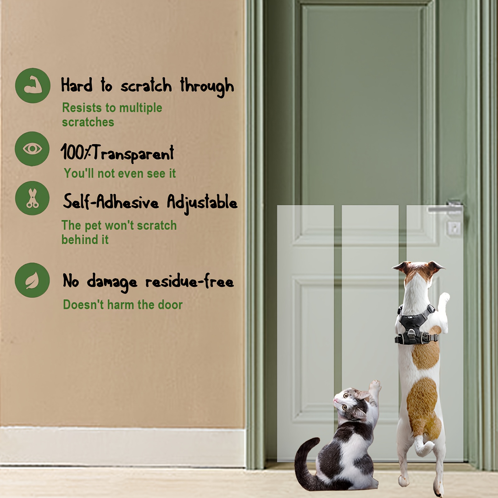 Maran Tür-Kratzschutz für Haustiere, transparent, kratzfest, Folie
