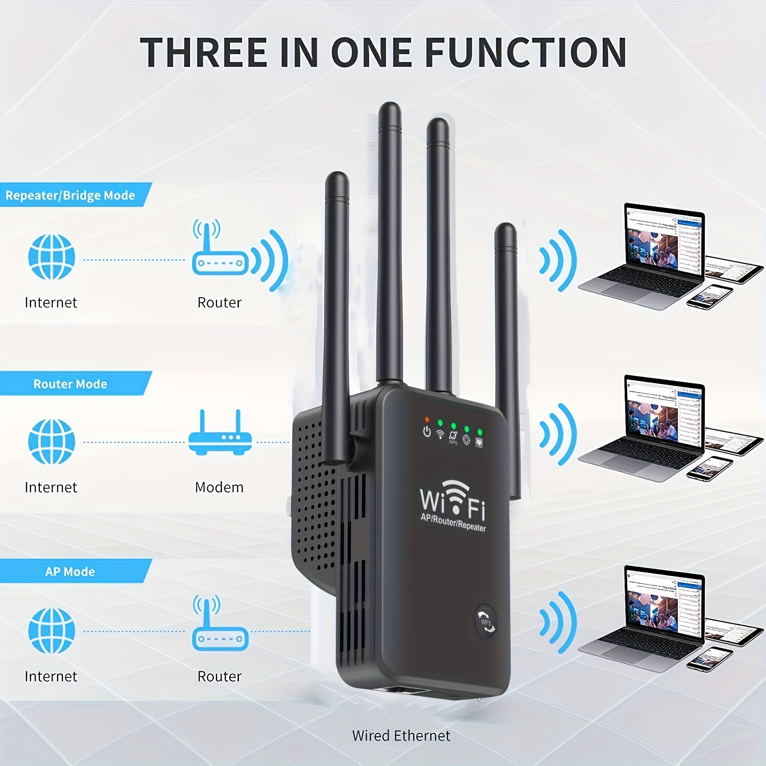 2.4g 300m noir - Répéteur WiFi 5G-2.4G sans fil, longue portée,  amplificateur de signal pour la maison