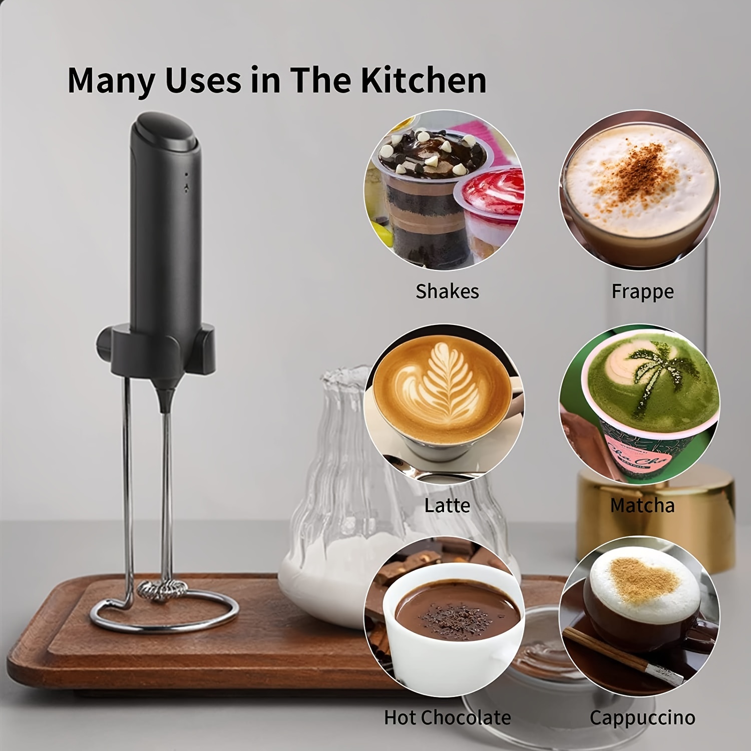Electric Milk Frother, Rechargeable Milk Frother Handheld With