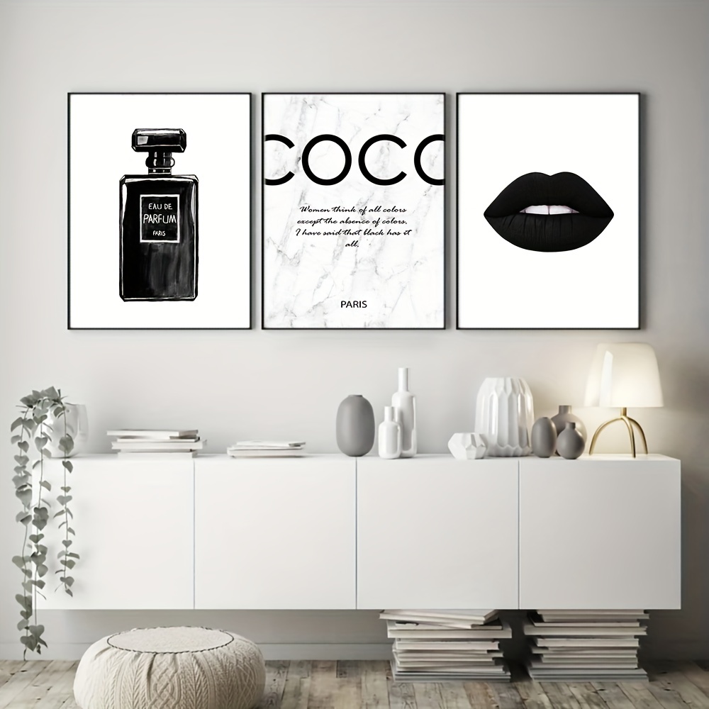 Fashion Flower Woman Poster And Print Coco Quotes Wall Art Canvas Painting Black  White Pictures For Living Room Home Decor