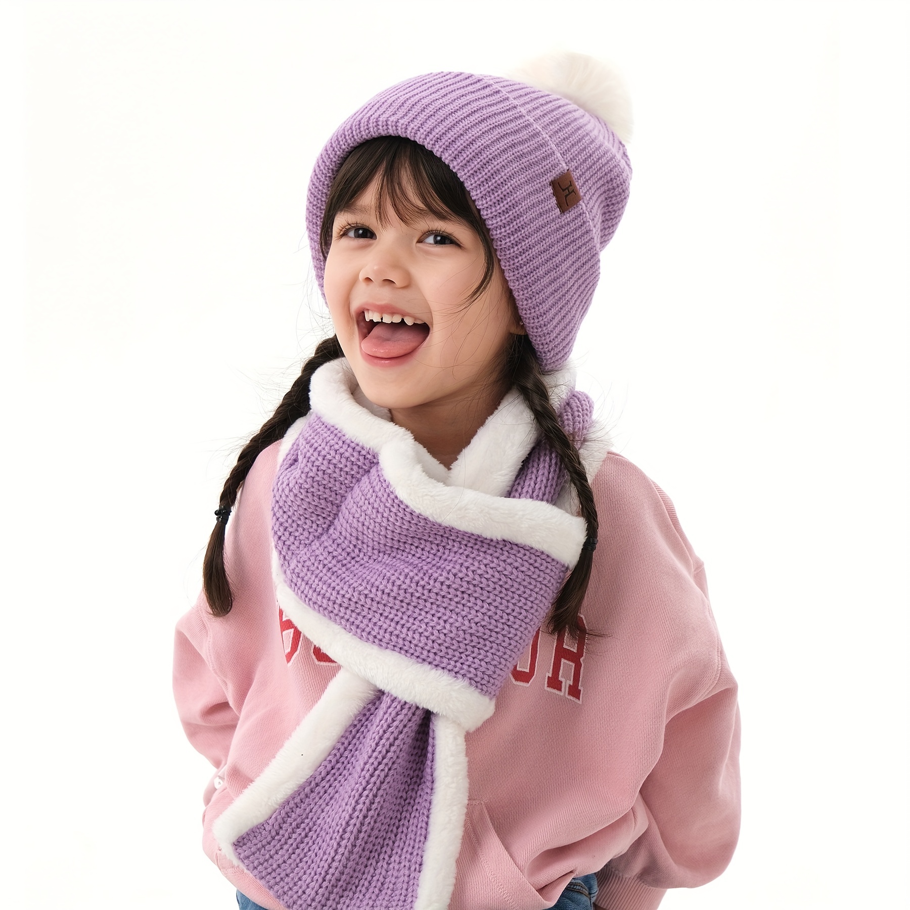 1pari Kids Winter Hat & Gloves & Scarf Set, Girls Toddler Children