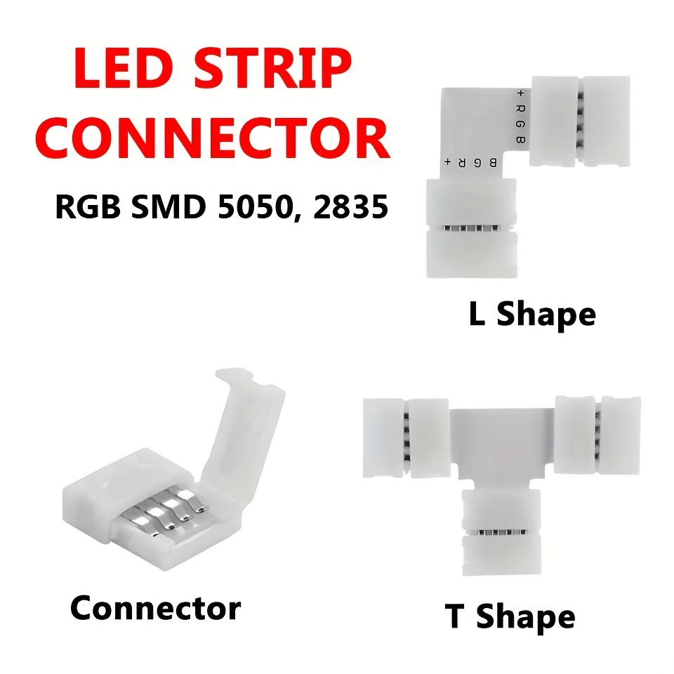 Connecteur de Ruban LED RGB 2 Broches L-Shape 2835/3528 RGB LED