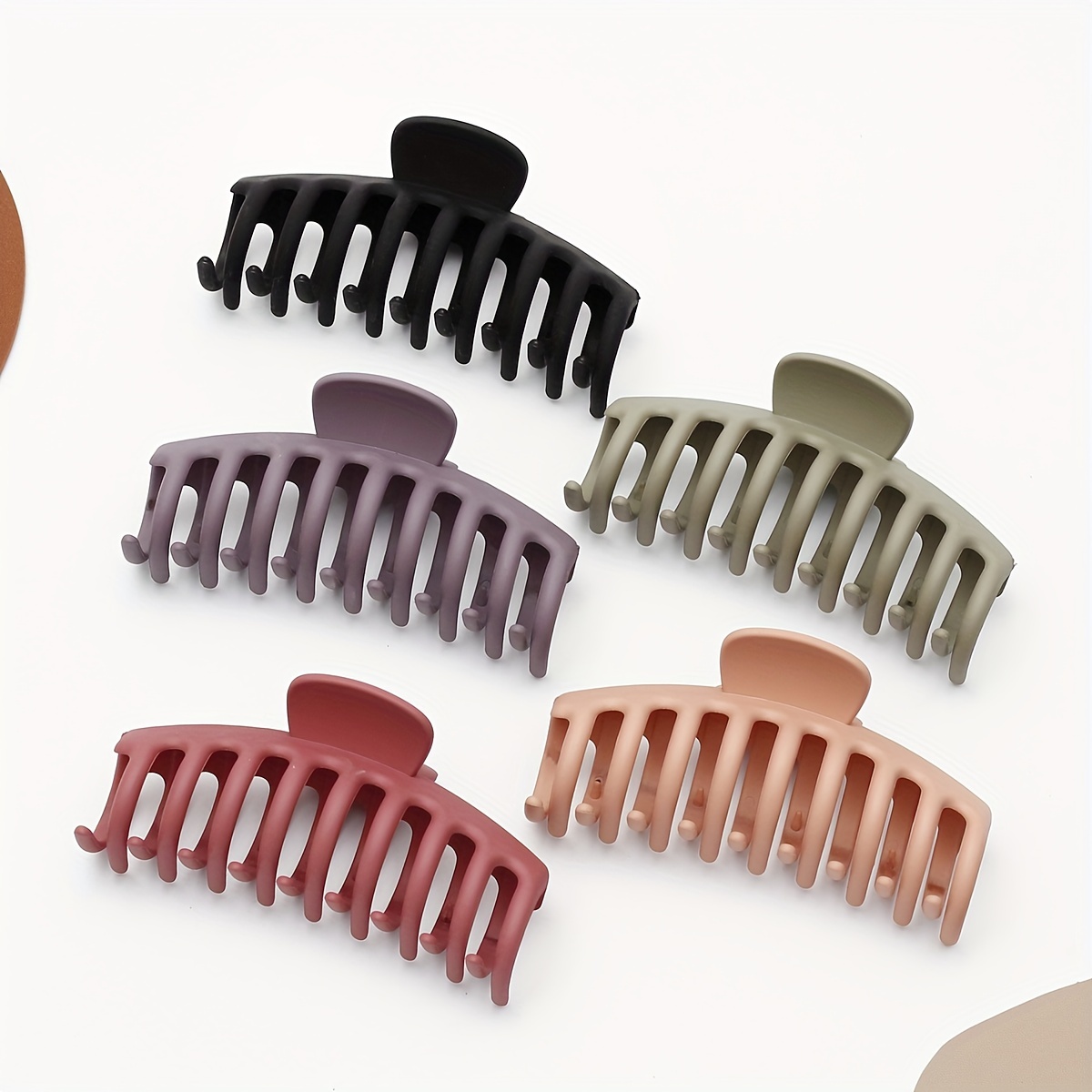 

5pcs Simple Matte Hair Claw Clips, Nonslip Hair Clips For Women, Strong Hold Hair Accessory For Thick, Thin And Other Hair Types