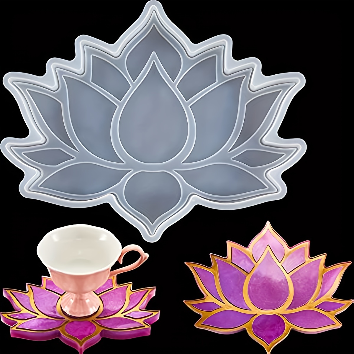 Diy Crystal Lotus Bowl Resin Mold Candle Holder Jewelry Tray - Temu