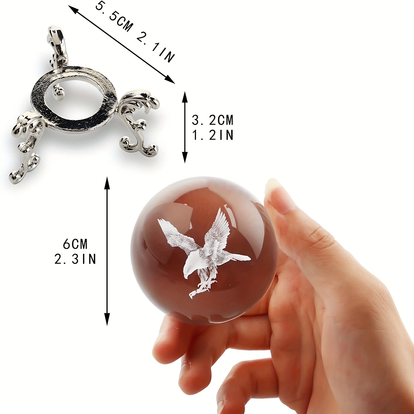 3D 60mm Laser Eagle Crystal Decorative Ball