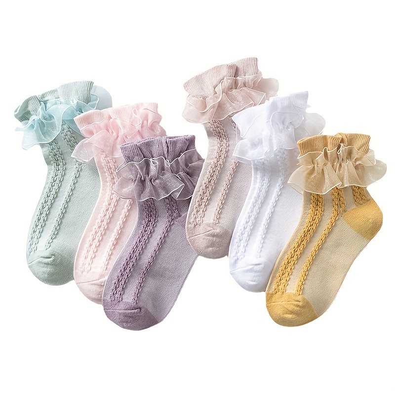 Baby Girls Socks Toddler Ruffle Lace Ribbed Dance Socks - Temu