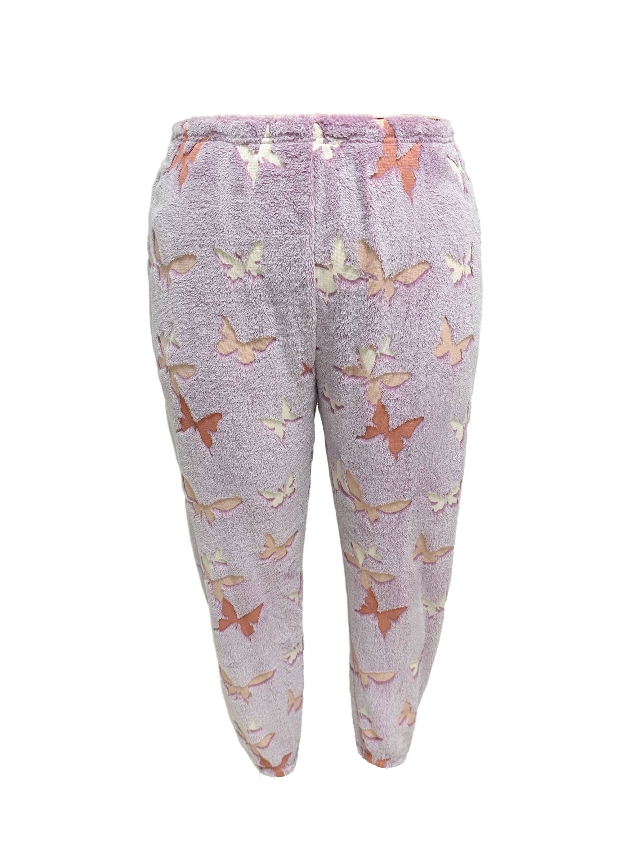 Women's Plus Butterfly Flannel Tank Top & Pants Pajama Set
