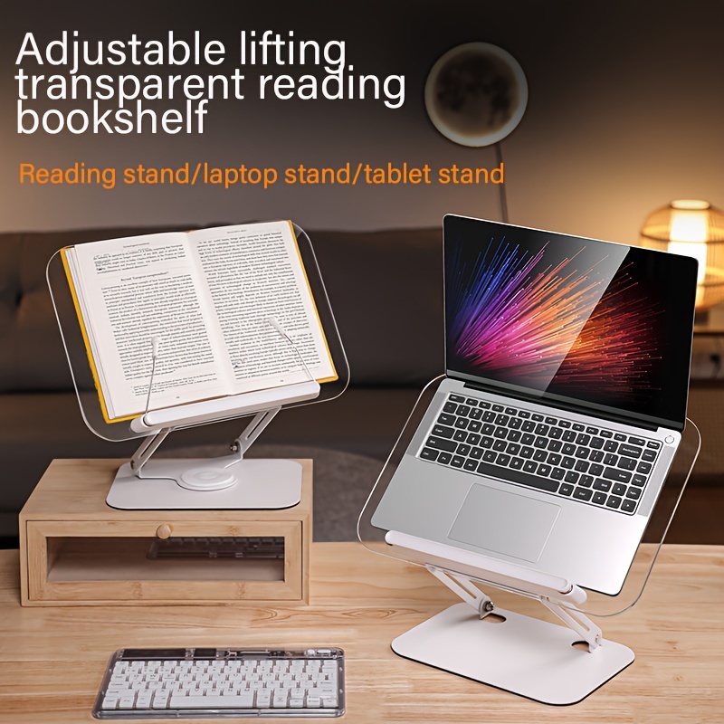

Rotating Multifunctional Desktop Reading Stand/transparent And Adjustable Notebook Reading Bookshelf
