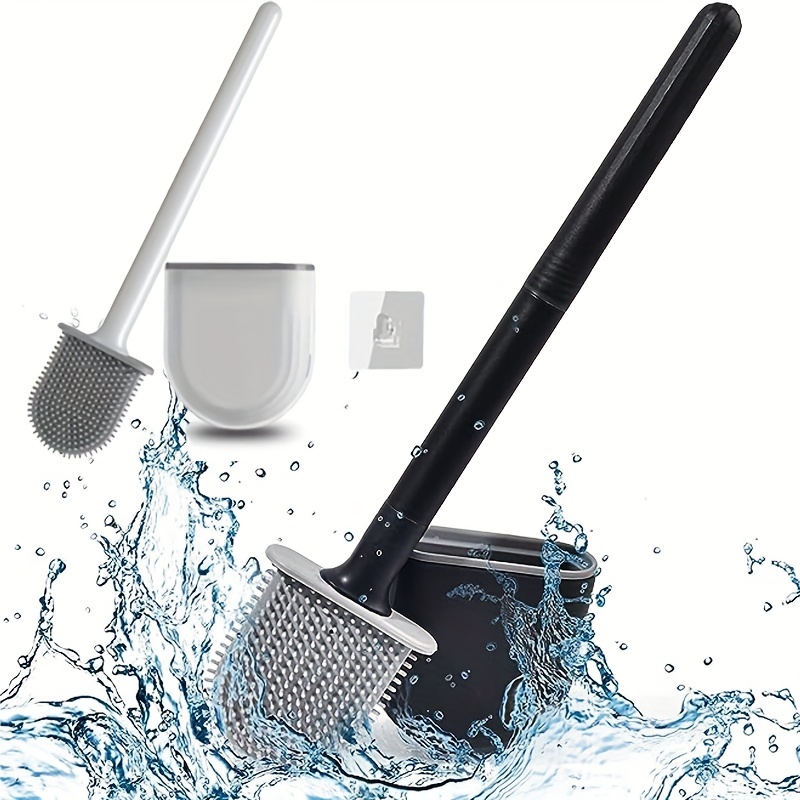 Japanese Style Wall-mounted Toilet Brush Set, Long Handle Cleaning Brush  With No Dead Corner For Home Bathroom Cleaning Tool