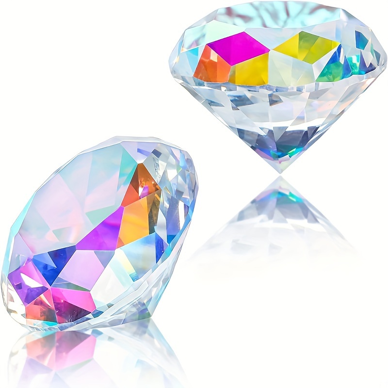 Ab Color Faceted Diamond Crystal Rainbow Paperweight Crystal - Temu