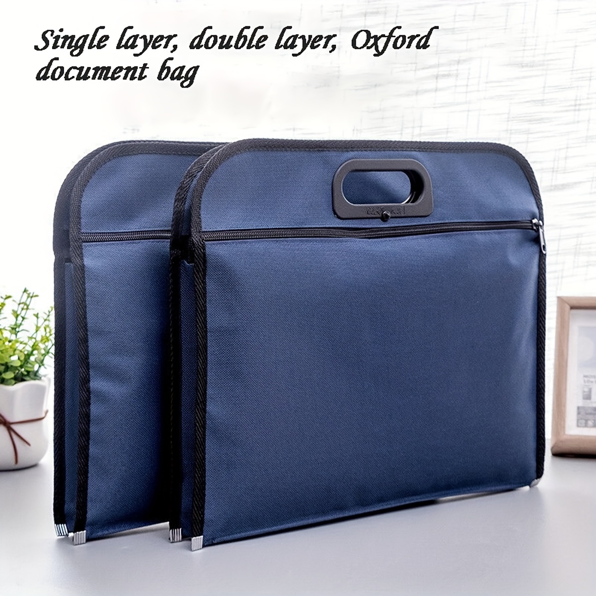 

1pc Oxford Cloth File Bag, Portable File Bag, Multi-functional Data Storage Bag