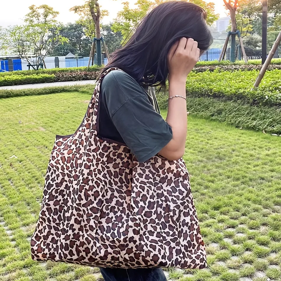 Leopard Pattern Large-capacity Tote Shoulder Bag, Lightweight