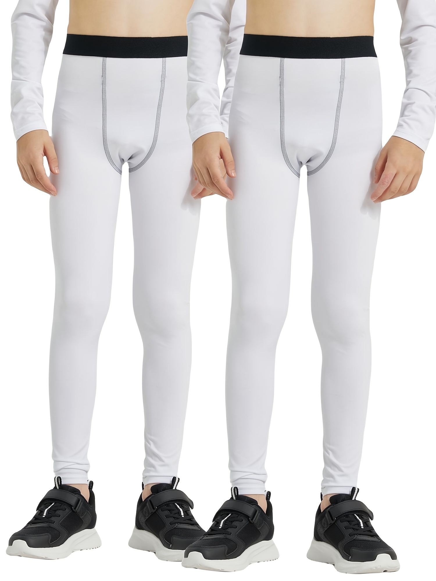 Paquete de 1 o 2 leggings térmicos de compresión para niños, pantalones con  forro polar para jóvenes, mallas de capa base para clima frío