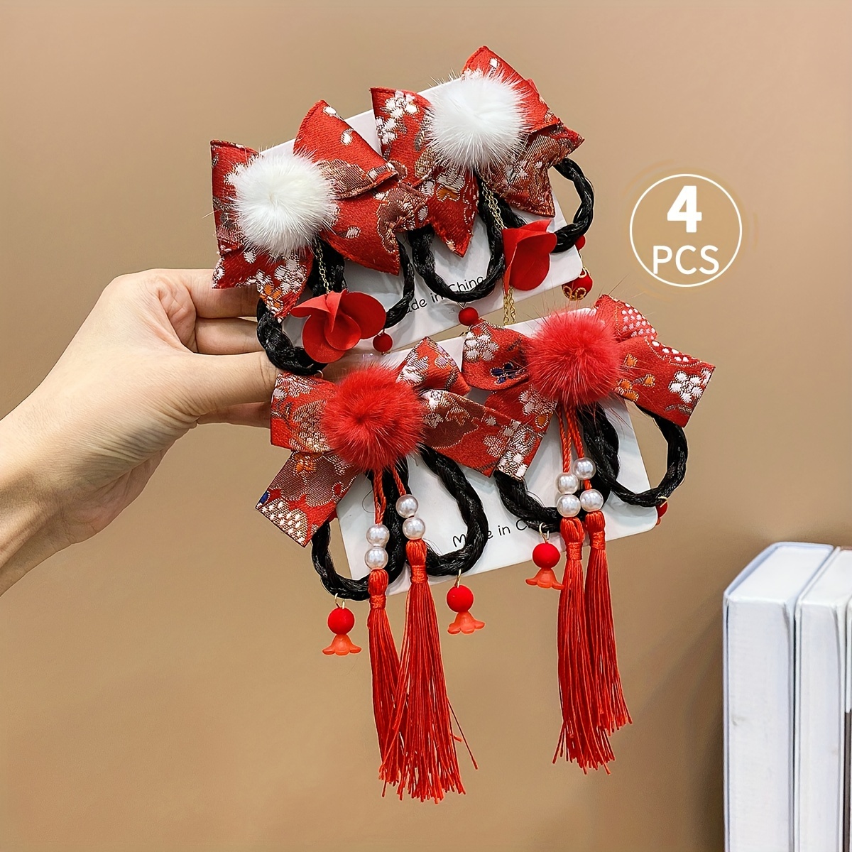 Red and white hair outlet accessories