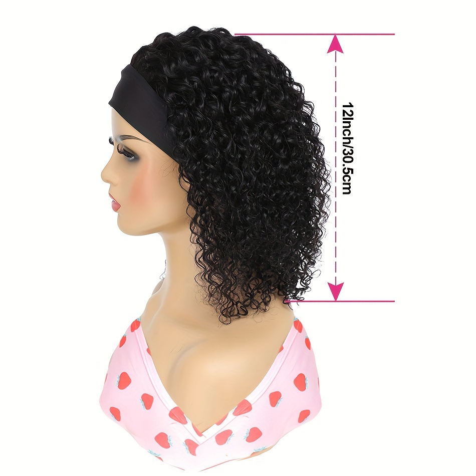 Trendy Kay - 14-20 Inch Kinky Straight Glueless Natural Black Human Hair  Curly (Temporary Curls) Scalp Top Headband Wig - HBW056