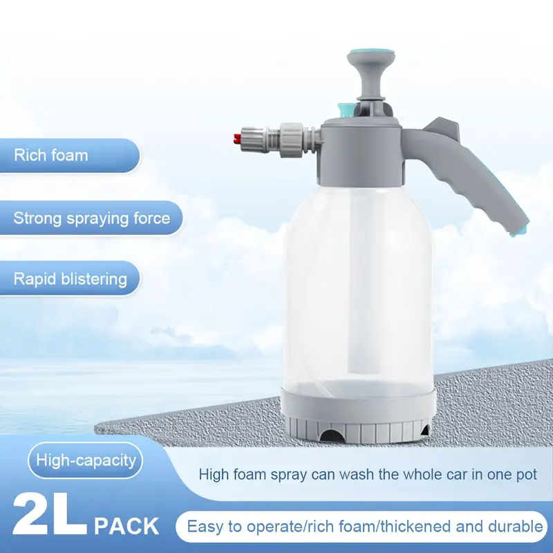 2L Hand Pump Foam Sprayer with 3 Types of Nozzle - My clean deal