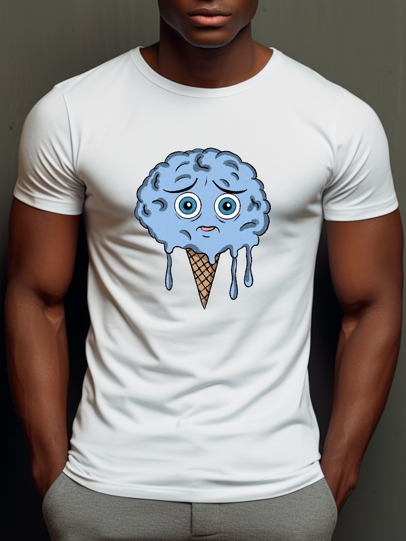 Novelty Earth Ice Cream Men's Fashion T-shirt For Summer Outdoor