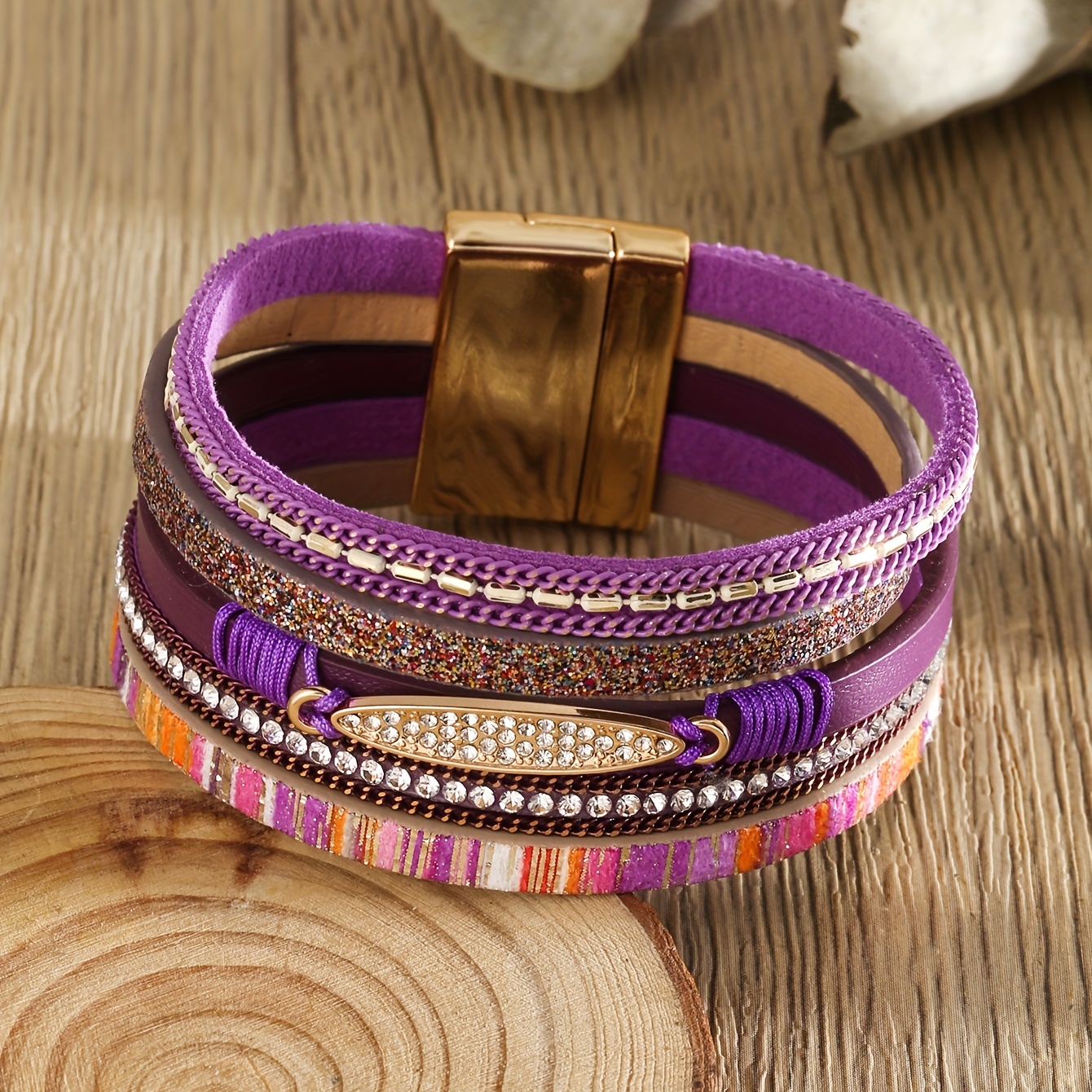 Colorful Braided Bracelet Boho Style Hand Jewelry, Jewels Accessories for Women,Temu