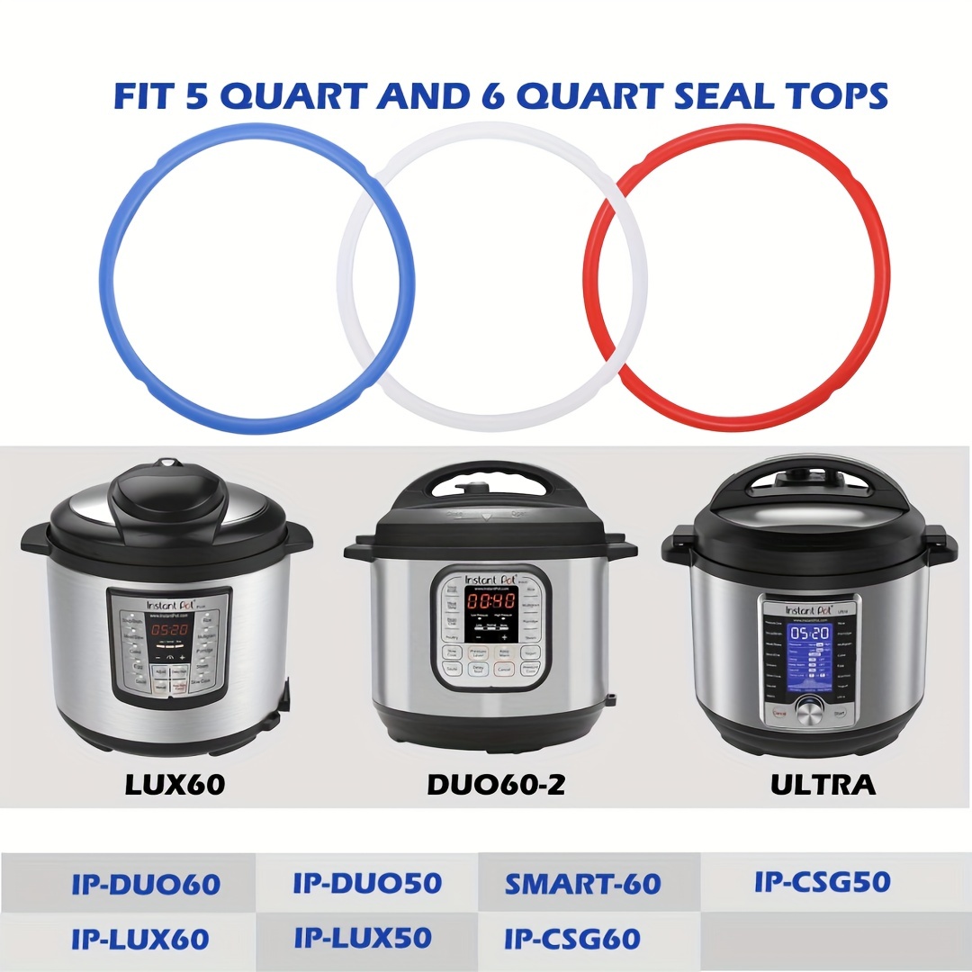 Silicone Sealing Ring Gaskets (2) + Silicone Inner Pot Lid Cover (1) Accessories Compatible with 5/6 qt Instant Pot and Other Pressure Cookers (5