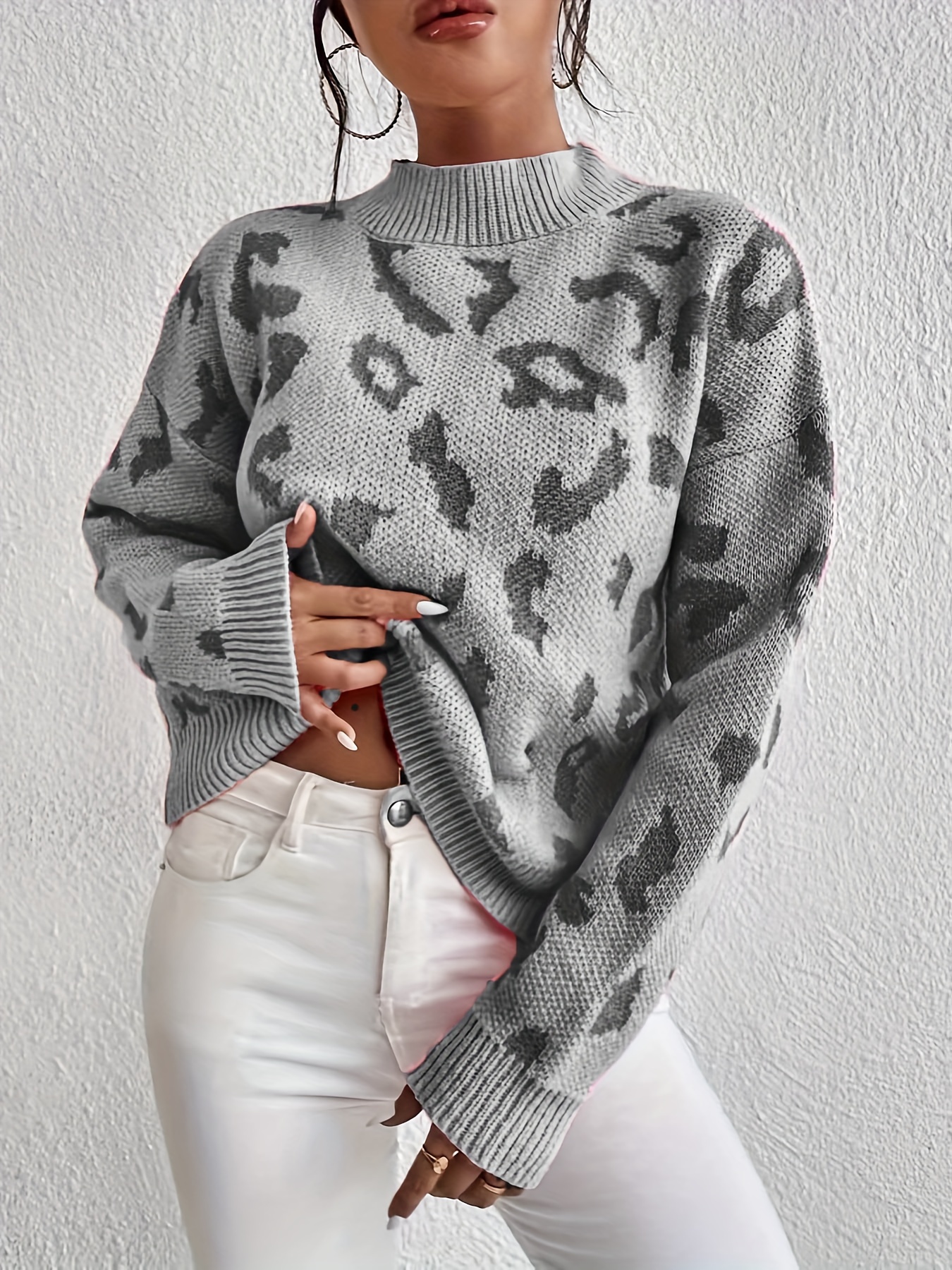 Grey Leopard Sweater