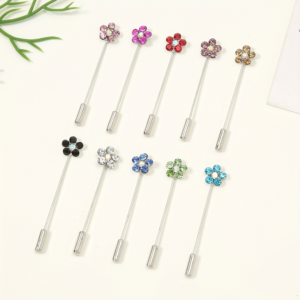 30pcs Set Crystal Rhinestone Flower Hijab Pins For Women Scarves Muslim  Jewelry Accessories Brooches Clips Mixed Color Wholesale