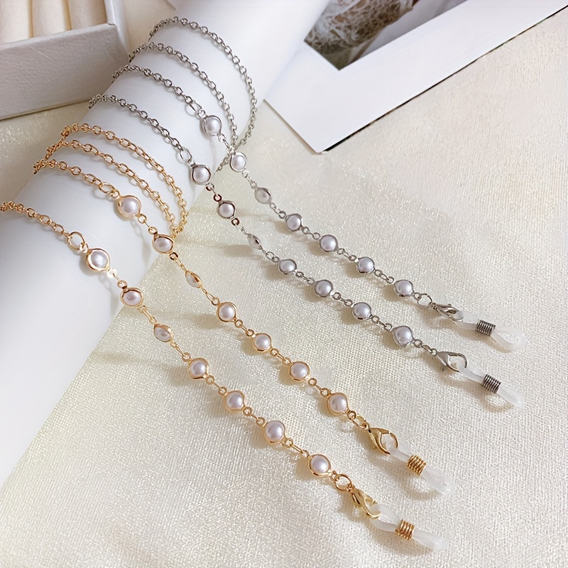 Eyeglass Chain Strap Holder Lanyard Necklace Faux Pearl - Temu