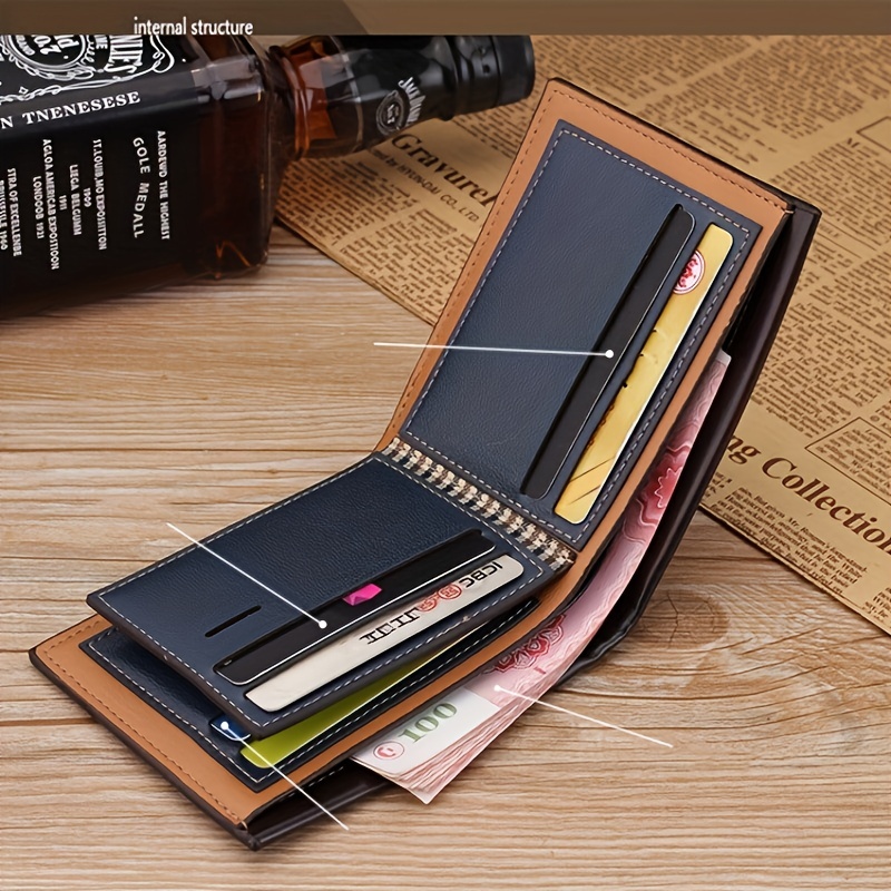 Men's Pu Leather Short Wallet Litchi Pattern Multiple Card Slots Purse  Large Capacity Card Holder, Great Gift For Men - Temu