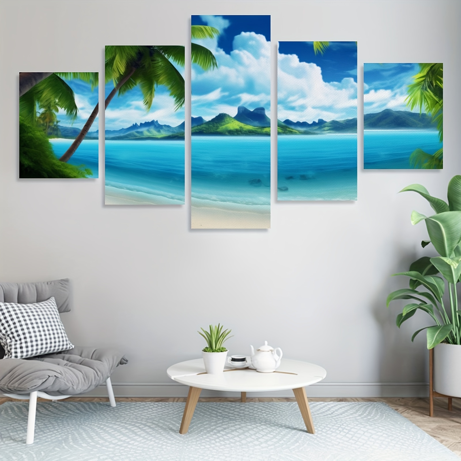  Mural de pared 3D con diseño de océano tropical, murales  grandes y modernos, para sala de estar, dormitorio, decoración de pared :  Herramientas y Mejoras del Hogar
