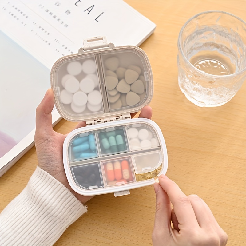 8-Compartment Sealed Pill Box for Travel Medicine Storage