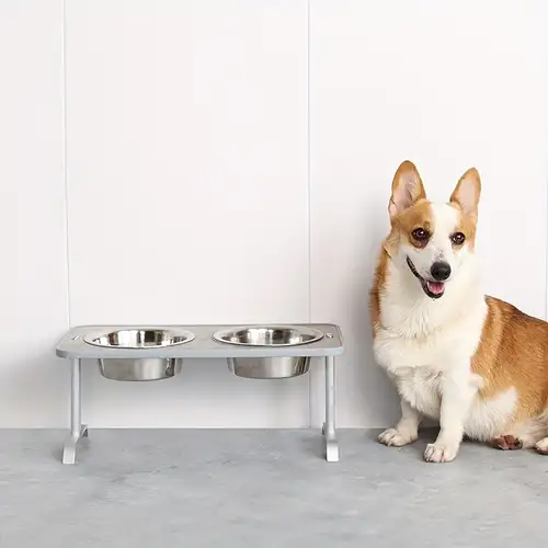 Elevated Dog Feeder Dogs Bowls Adjustable Raised Stand with Double  Stainless Steel Food Water Bowls for Small Medium Large Dogs - AliExpress