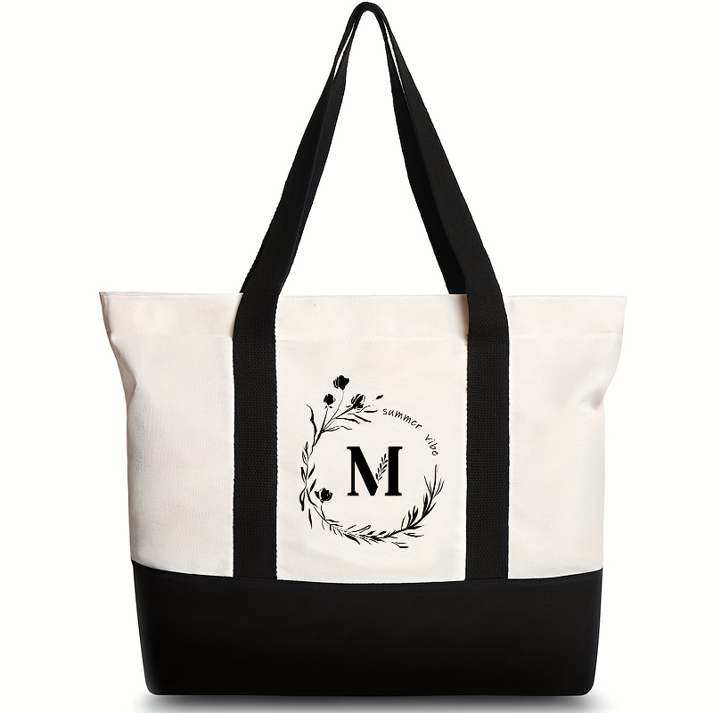 Personalized Canvas Zip Tote Bag - Happy Thoughts Gifts