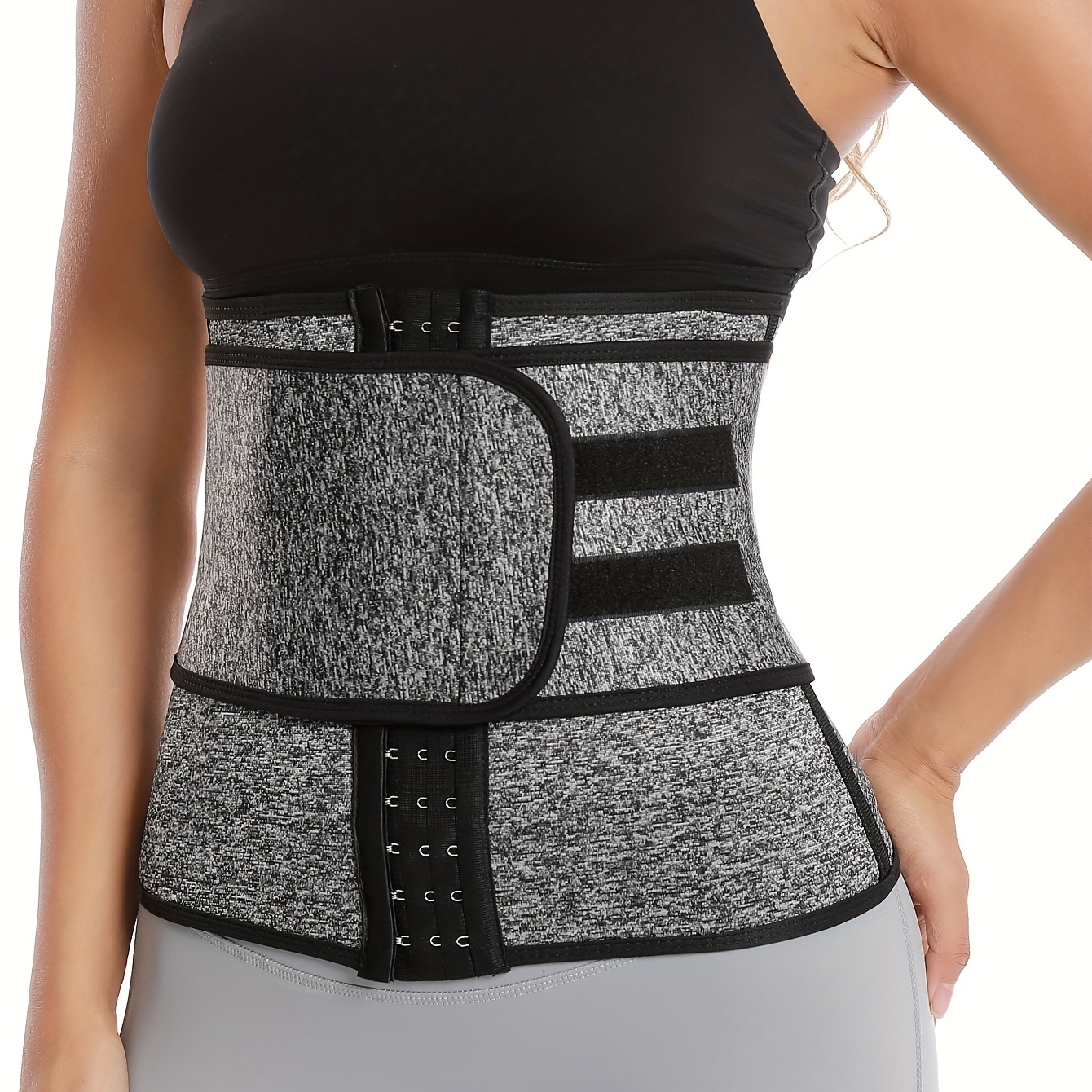 ShapEager Girdle Midsection Trainer Flatten Love Handles Back Support  Slimming Stomach Wrap Sweat Belt Triple-Adjustment Velcro Bands Black at   Women's Clothing store