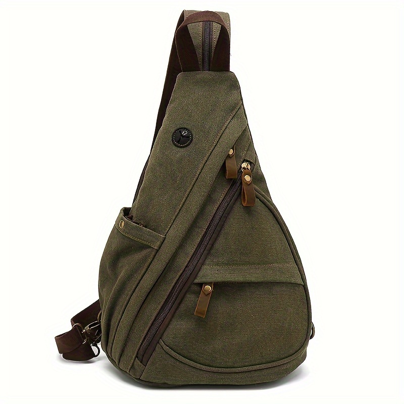 

Vintage Canvas Crossbody Bag, Functional Chest Bag, Women's Casual Sling Shoulder Purse