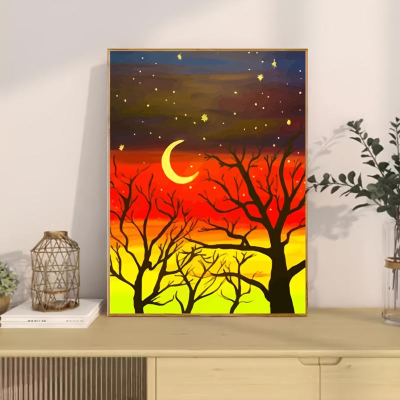 1pc Kit Pittura A Numeri Tramonto Paesaggio 'albero Secco - Temu Italy