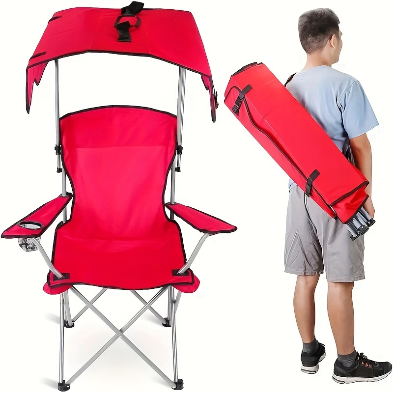 Portable Camping Chair With Awning Lightweight And Heavy - Temu