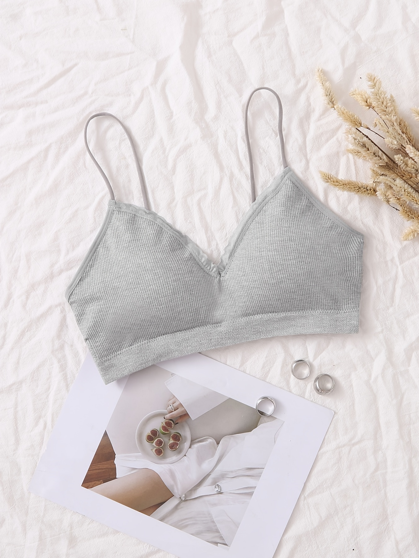 Sujetador Aros Encaje Sexy Bralette Suave Cómodo Sin Relleno - Temu Mexico